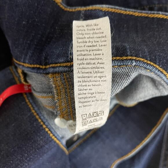 Spanx Indigo Blue Stretch Denim Flare Jeans Pull Up Slimming Comfort Womens L - Picture 16 of 17
